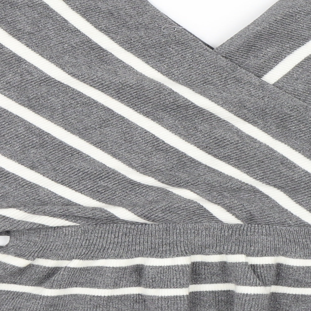 Newlook Womens Grey Striped  Pullover Jumper Size S
