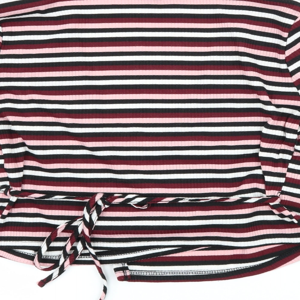 FOREVER 21 Womens Pink Striped  Wrap T-Shirt Size S