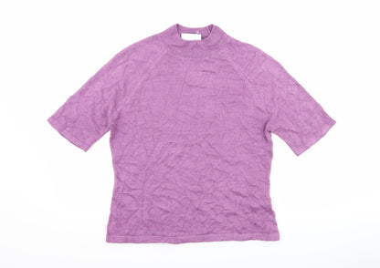 Additional front view of BHS women’s purple basic t-shirt, size UK 12