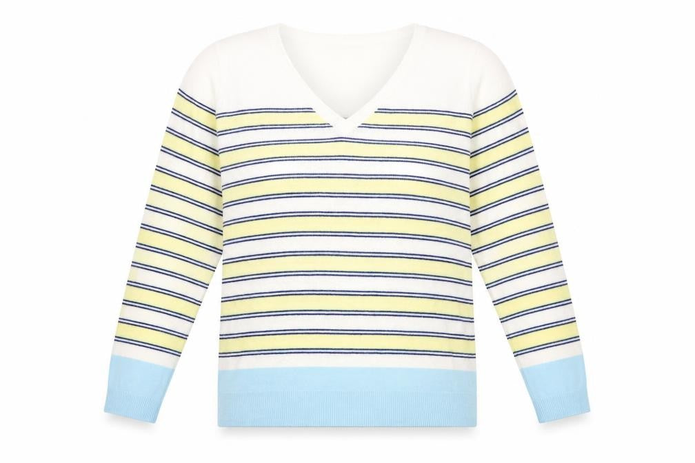 Marks & Spencer Womens White Striped  Pullover Jumper Size 14