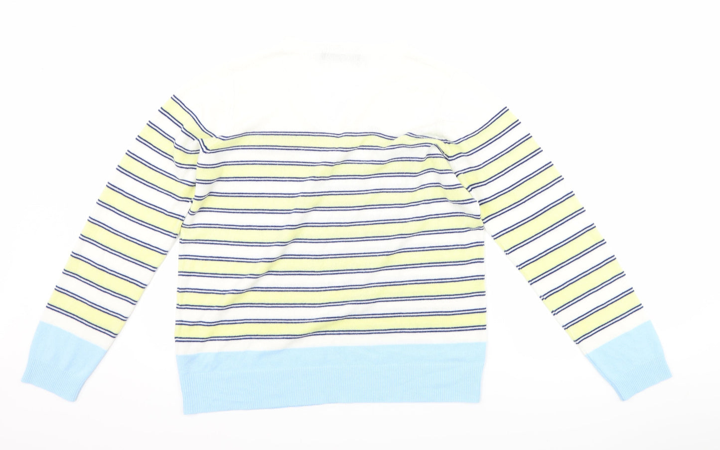 Marks and Spencer Womens White Striped  Pullover Jumper Size 14