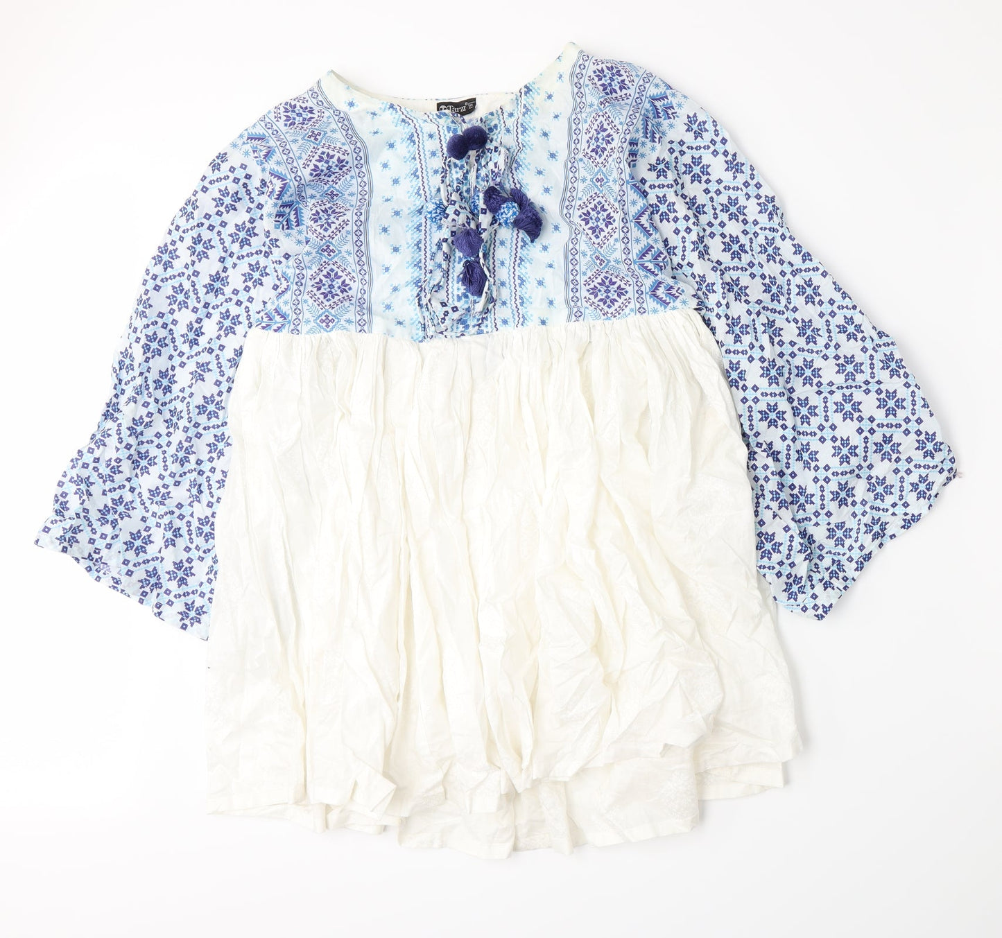 Tarzz Womens Blue Geometric  A-Line  Size XS