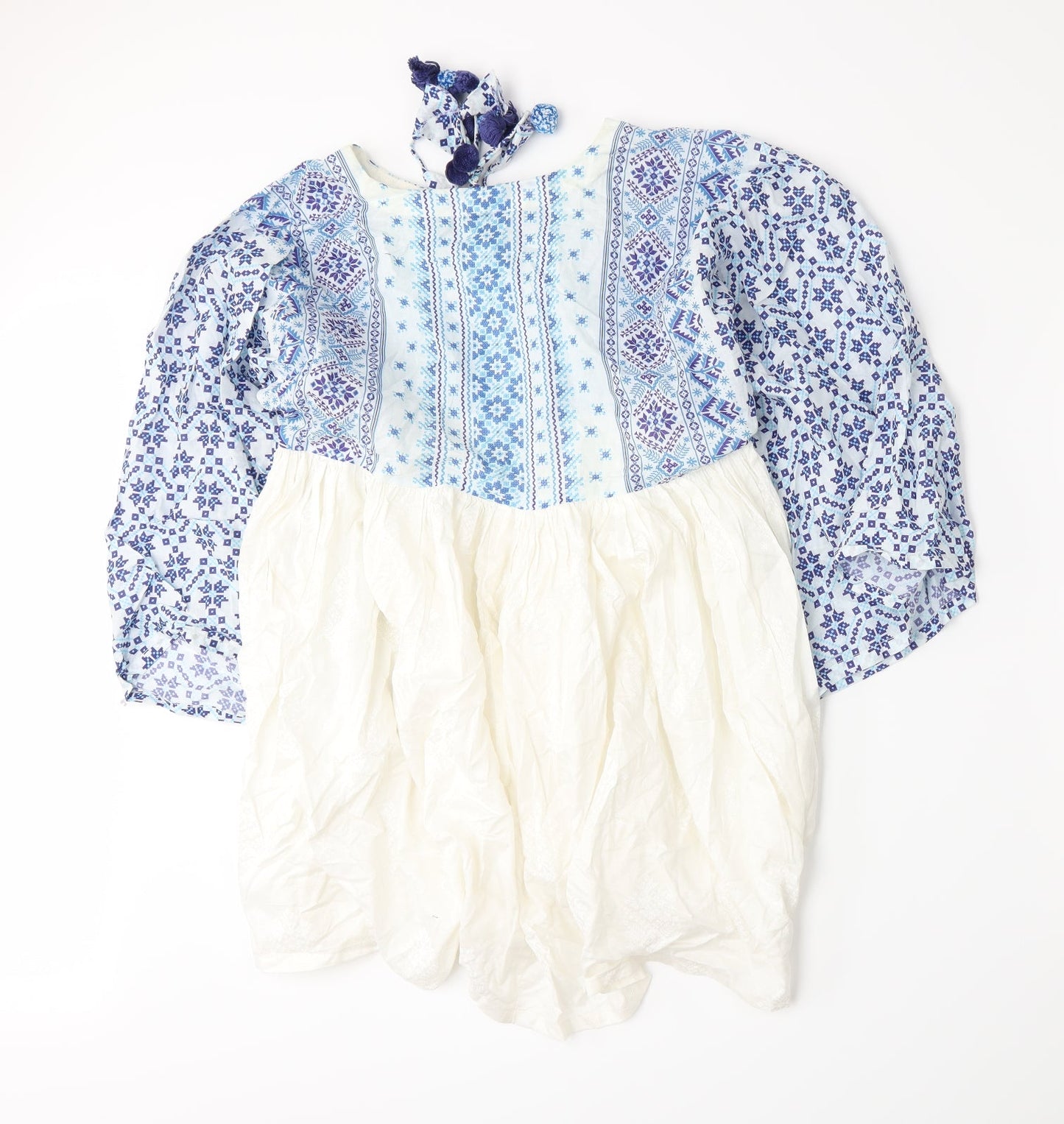 Tarzz Womens Blue Geometric  A-Line  Size XS