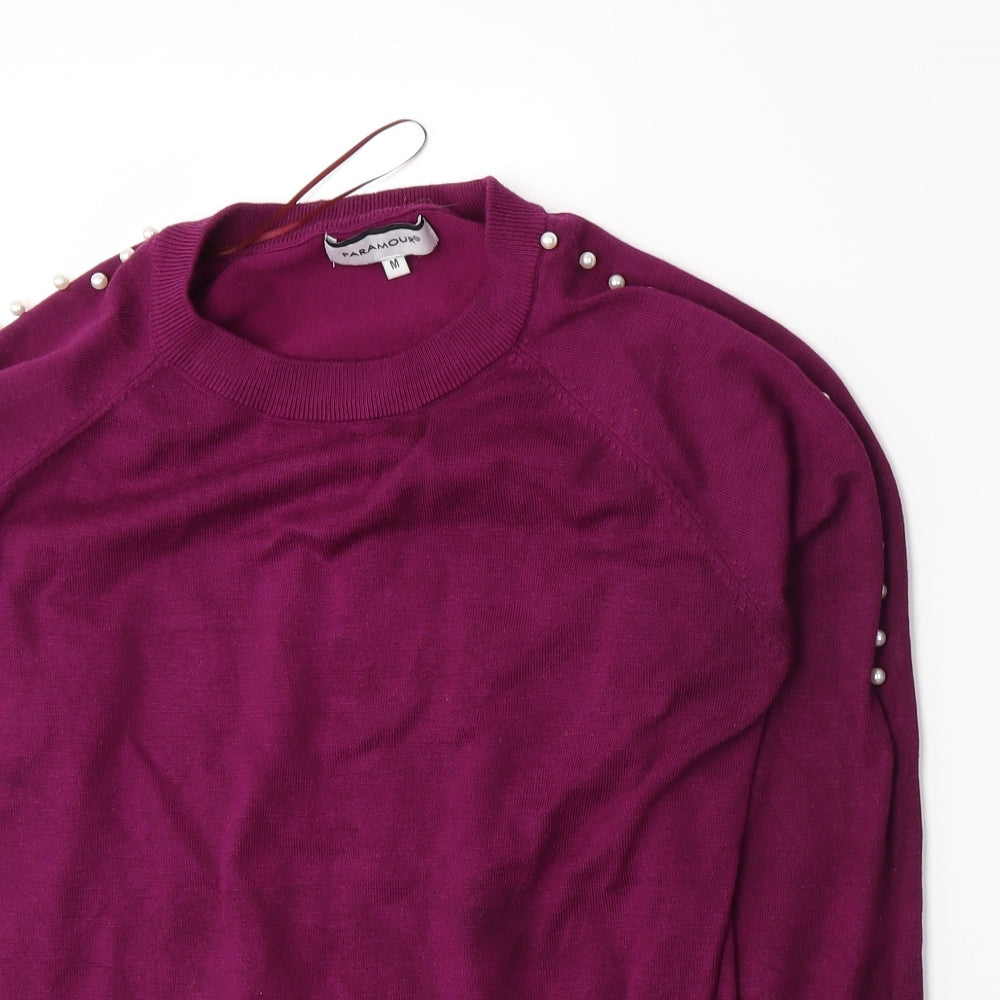 Paramour Womens Purple  Knit Pullover Jumper Size M