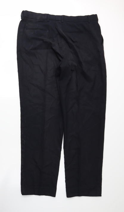 Back view of Debenhams women’s blue trousers, size UK 38, 31-inch leg