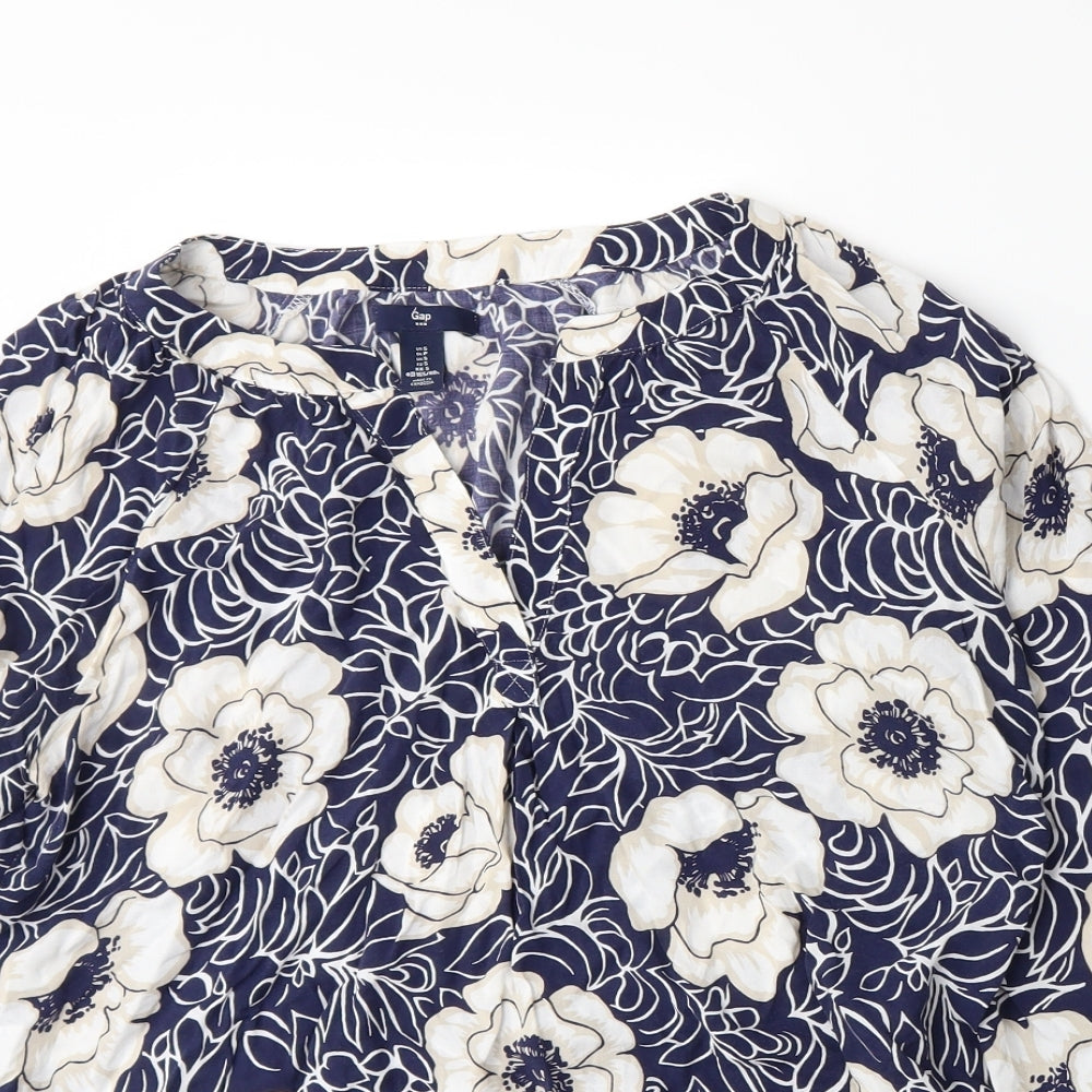 Gap Womens Blue Floral  Basic Blouse Size S