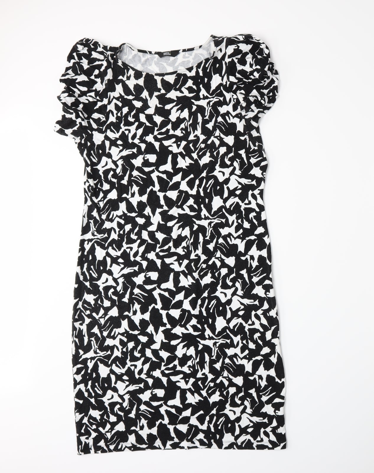 Marks and Spencer Womens Black Floral  A-Line  Size 12