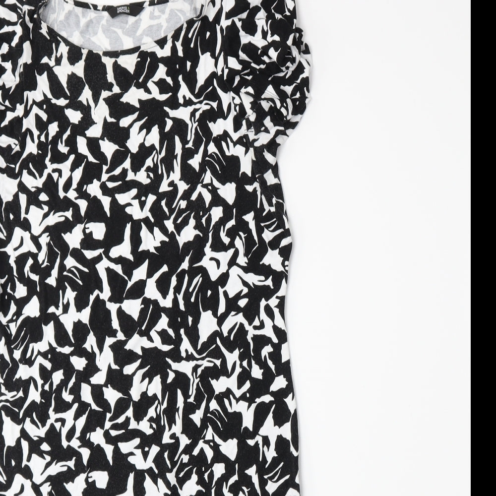 Marks and Spencer Womens Black Floral  A-Line  Size 12