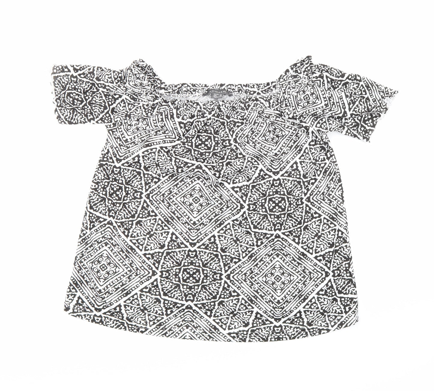 Primark Womens Black Geometric  Basic Blouse Size 12
