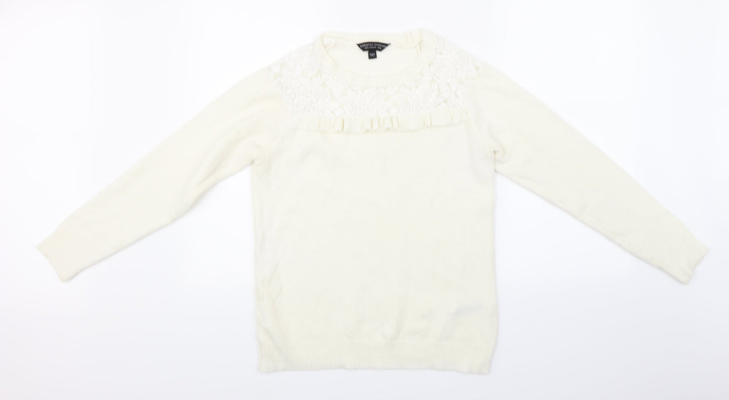 Dorothy Perkins Womens White  Knit Pullover Jumper Size 10