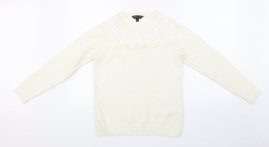 Dorothy Perkins Womens White  Knit Pullover Jumper Size 10