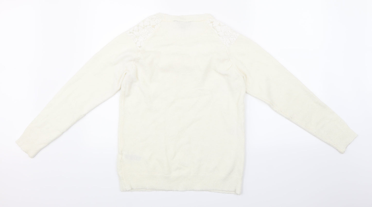 Dorothy Perkins Womens White  Knit Pullover Jumper Size 10