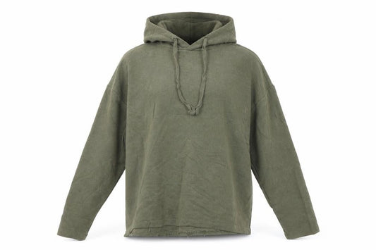 Front view of Pull&Bear women’s green pullover hoodie, size XS