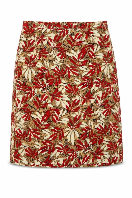 Front view of Jean Statin women’s multicoloured floral a-line skirt, size UK 36, in