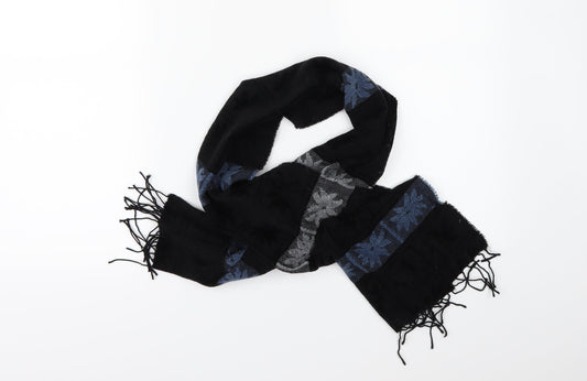 Preworn Mens Black Floral  Scarf  One Size