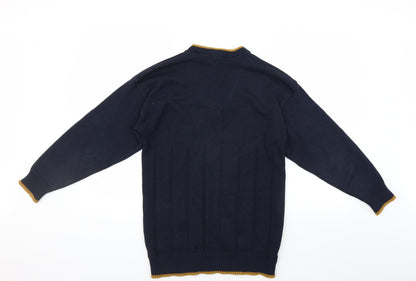 Back view of New Century men’s blue jumper, size S