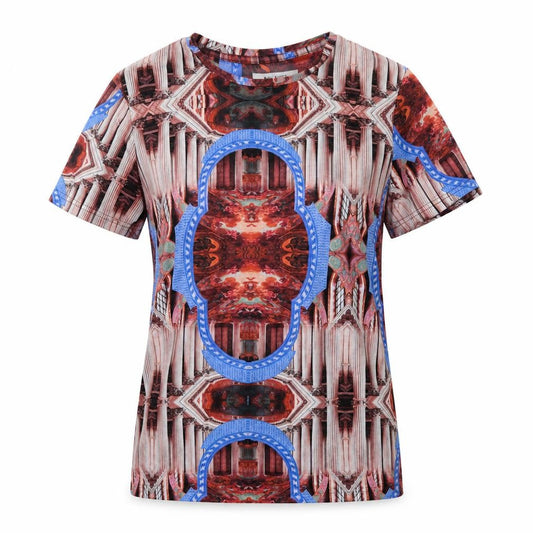 Front view of Night Addict women’s pink geometric basic t-shirt, size S