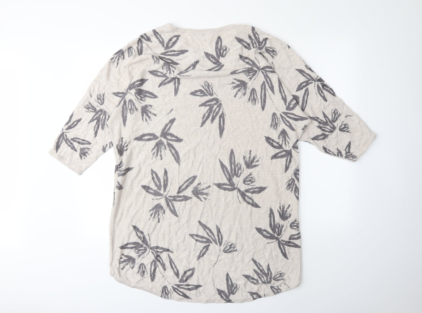 Viz A Viz Womens Beige Floral Knit Pullover Jumper Size L