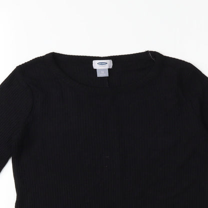 Close-up detail of Old Navy men’s black jumper, size XS