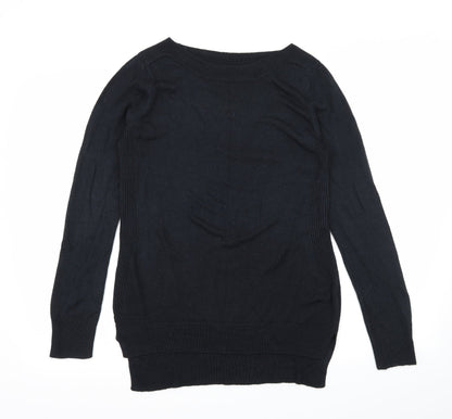 Additional front view of Preworn women’s black knit jumper, size UK 8