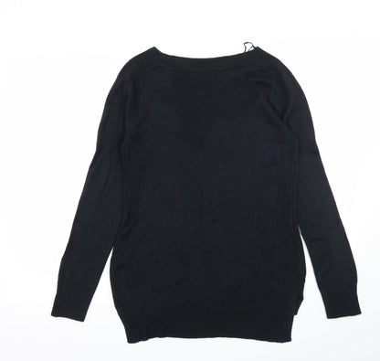 Back view of Preworn women’s black knit jumper, size UK 8