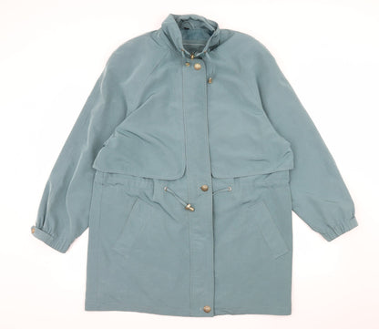 Additional front view of Silkana women’s blue overcoat coat, size UK 12