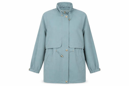 Front view of Silkana women’s blue overcoat coat, size UK 12