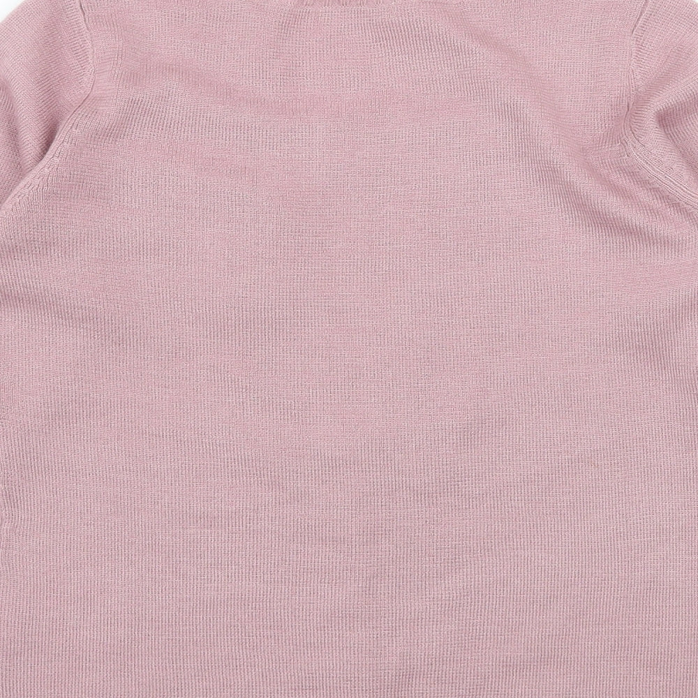 Damart Womens Pink  Knit Pullover Jumper Size 8  - Flower Detail