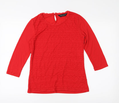 Additional front view of Dorothy Perkins women’s red jersey basic blouse, size UK 10