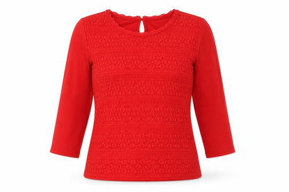 Front view of Dorothy Perkins women’s red jersey basic blouse, size UK 10