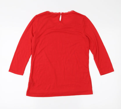 Back view of Dorothy Perkins women’s red jersey basic blouse, size UK 10