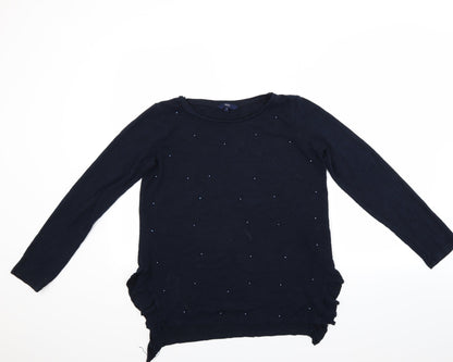 Front view of Next women’s blue jumper, size UK 12