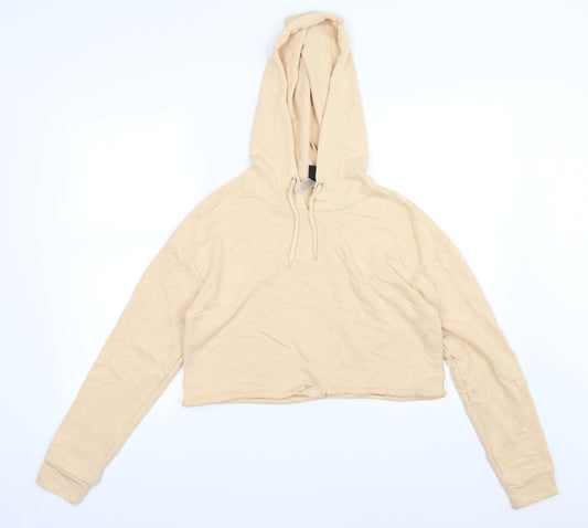 South Beach Womens Beige  Jersey Pullover Hoodie Size 8  - cropped