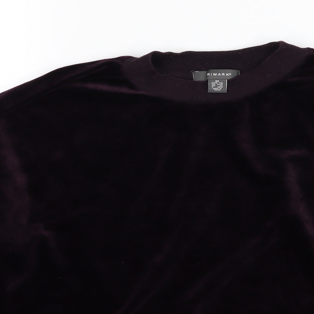 Primark Womens Purple  Velour Pullover Sweatshirt Size XS