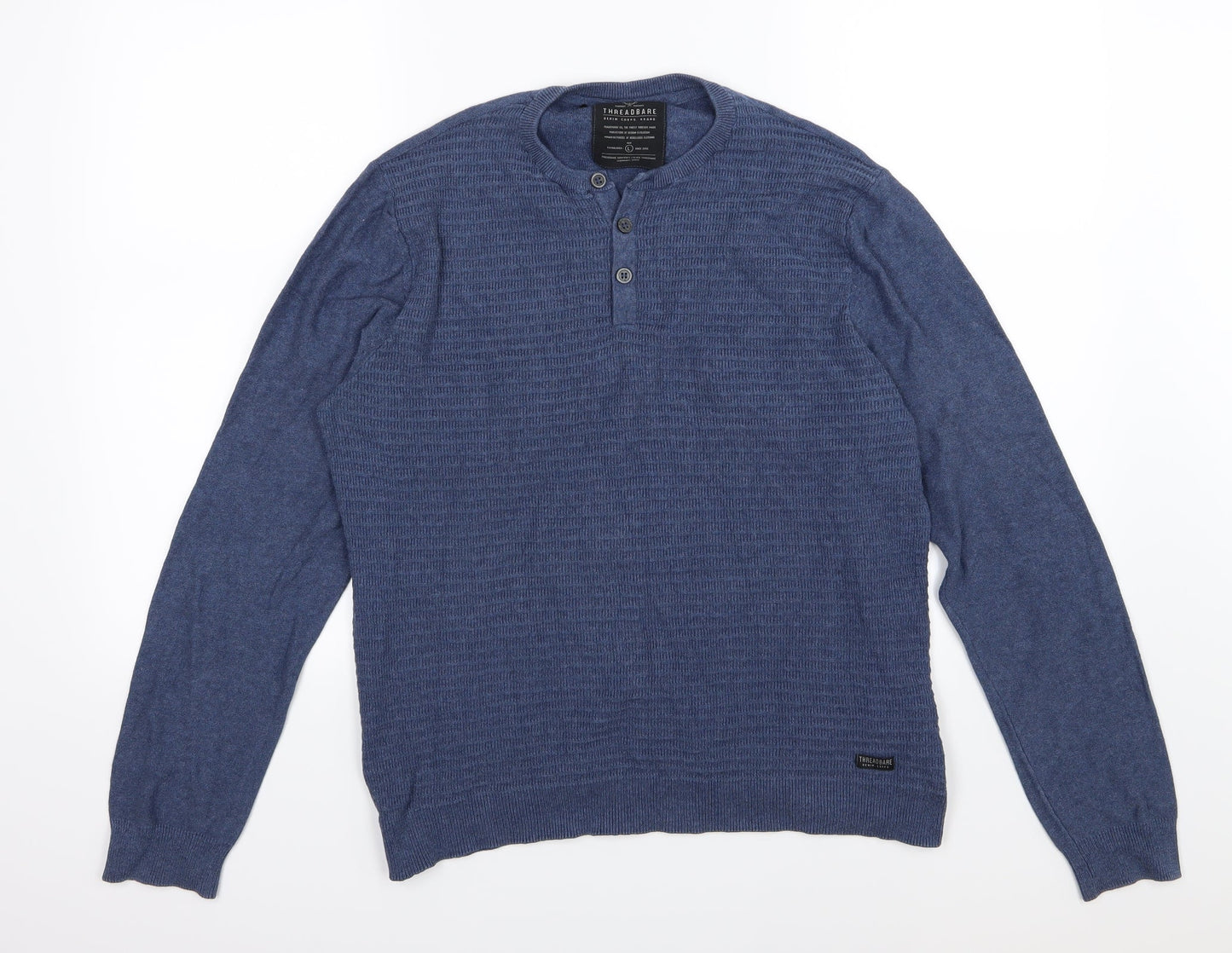 Thread Bare Mens Blue  Knit Pullover Jumper Size L