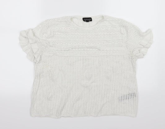 Topshop Womens White  Knit Pullover Jumper Size 14