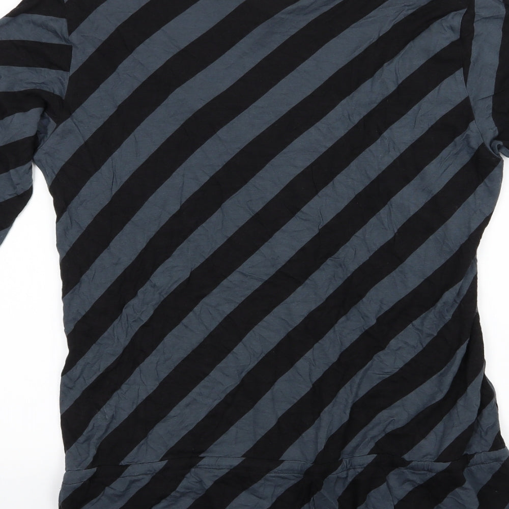 H&M Womens Blue Striped Jersey Basic T-Shirt Size L
