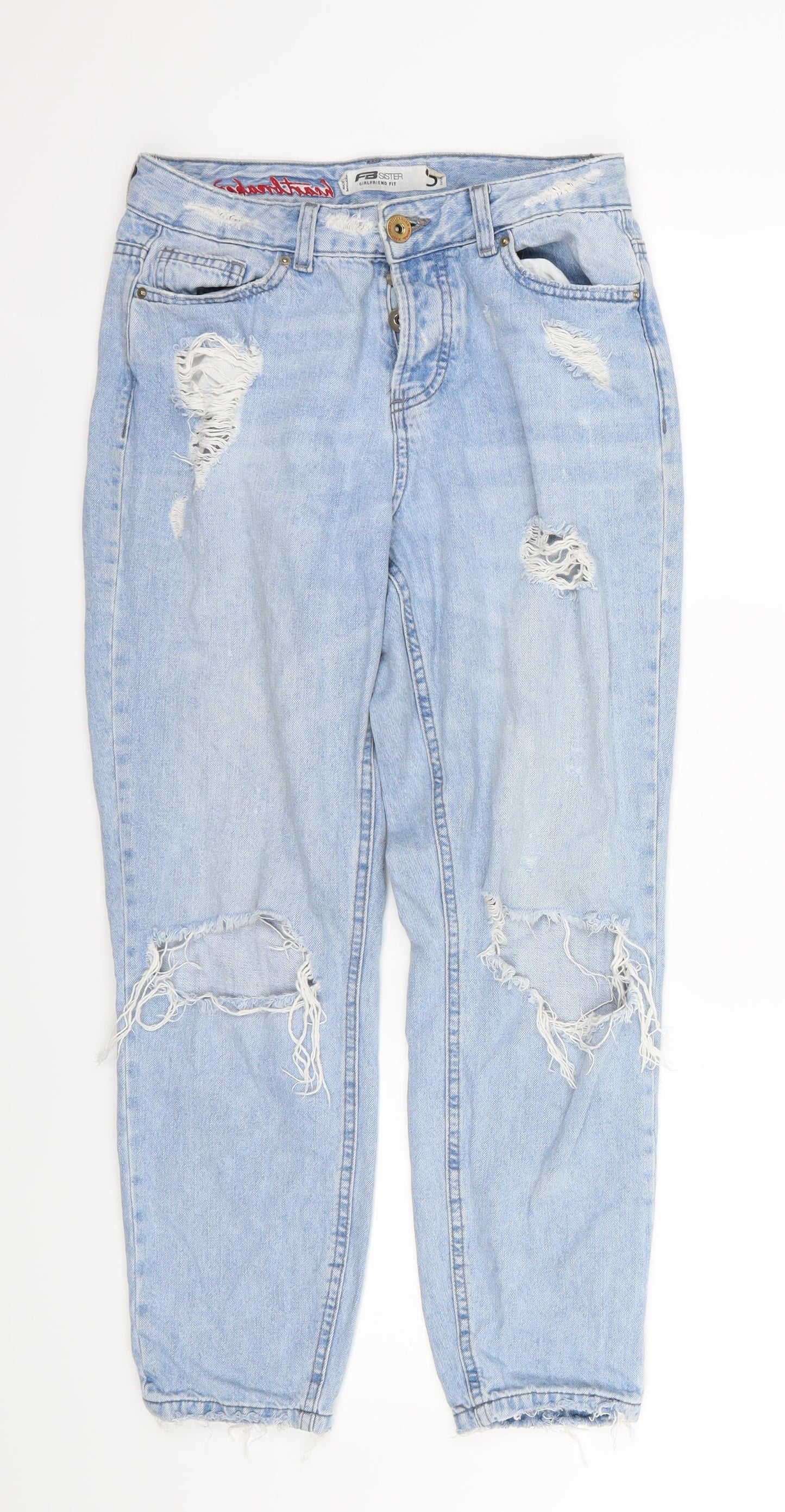 FB sister Womens Blue  Denim Tapered Jeans Size S L26 in - Girlfriend Fit