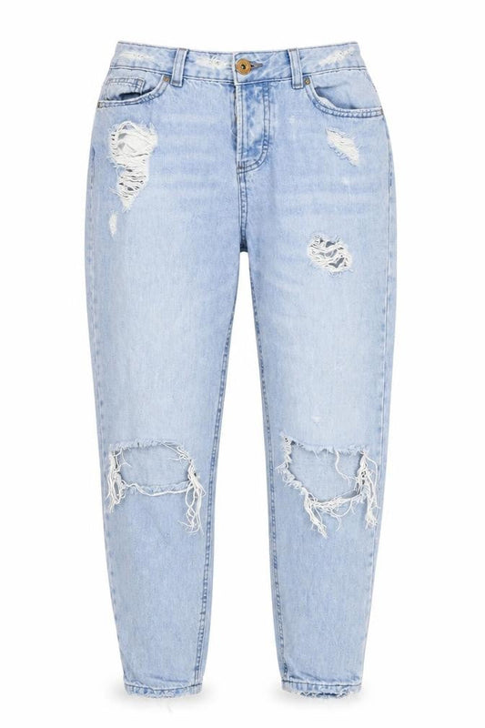 FB sister Womens Blue  Denim Tapered Jeans Size S L26 in - Girlfriend Fit