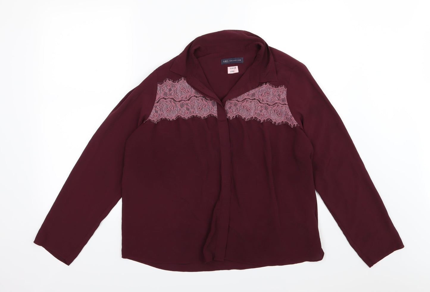 Marks and Spencer Womens Purple  Chiffon Basic Blouse Size 14  - Burgundy