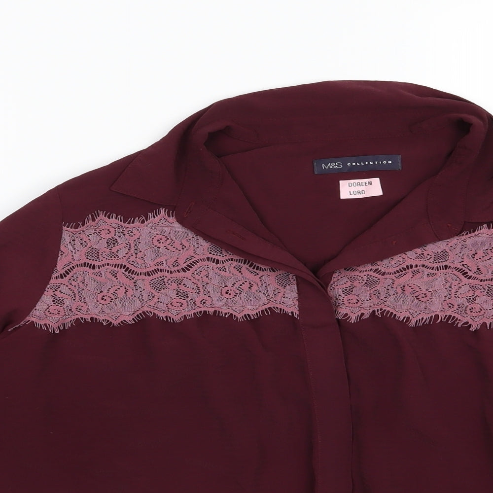 Marks and Spencer Womens Purple  Chiffon Basic Blouse Size 14  - Burgundy