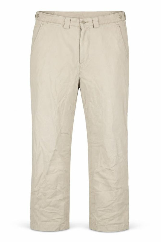 Front view of Augusta men’s beige trousers, size 32, 29-inch leg