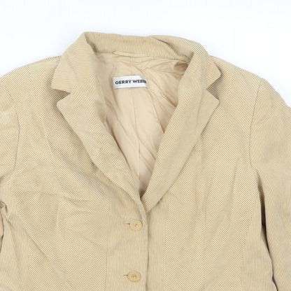Close-up detail of Gerry Weber women’s beige jacket suit jacket, size UK 38