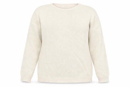 Front view of EWM women’s beige jumper, size UK 14