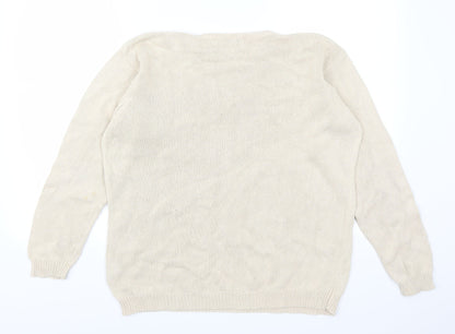 Back view of EWM women’s beige jumper, size UK 14