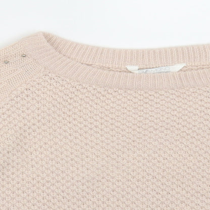 Close-up detail of Diamonds women’s pink jumper, size UK 12