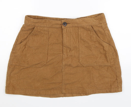Denim Co Womens Brown  Corduroy A-Line Skirt Size 12