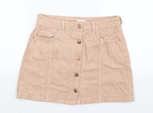 River Island Womens Beige  Corduroy A-Line Skirt Size 8