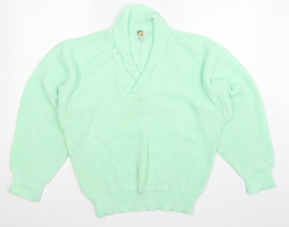 Additional front view of FROG women’s green knit jumper, size L