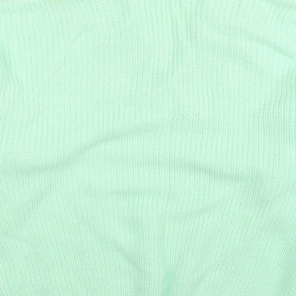 Brand and care label for FROG women’s green knit jumper, size L